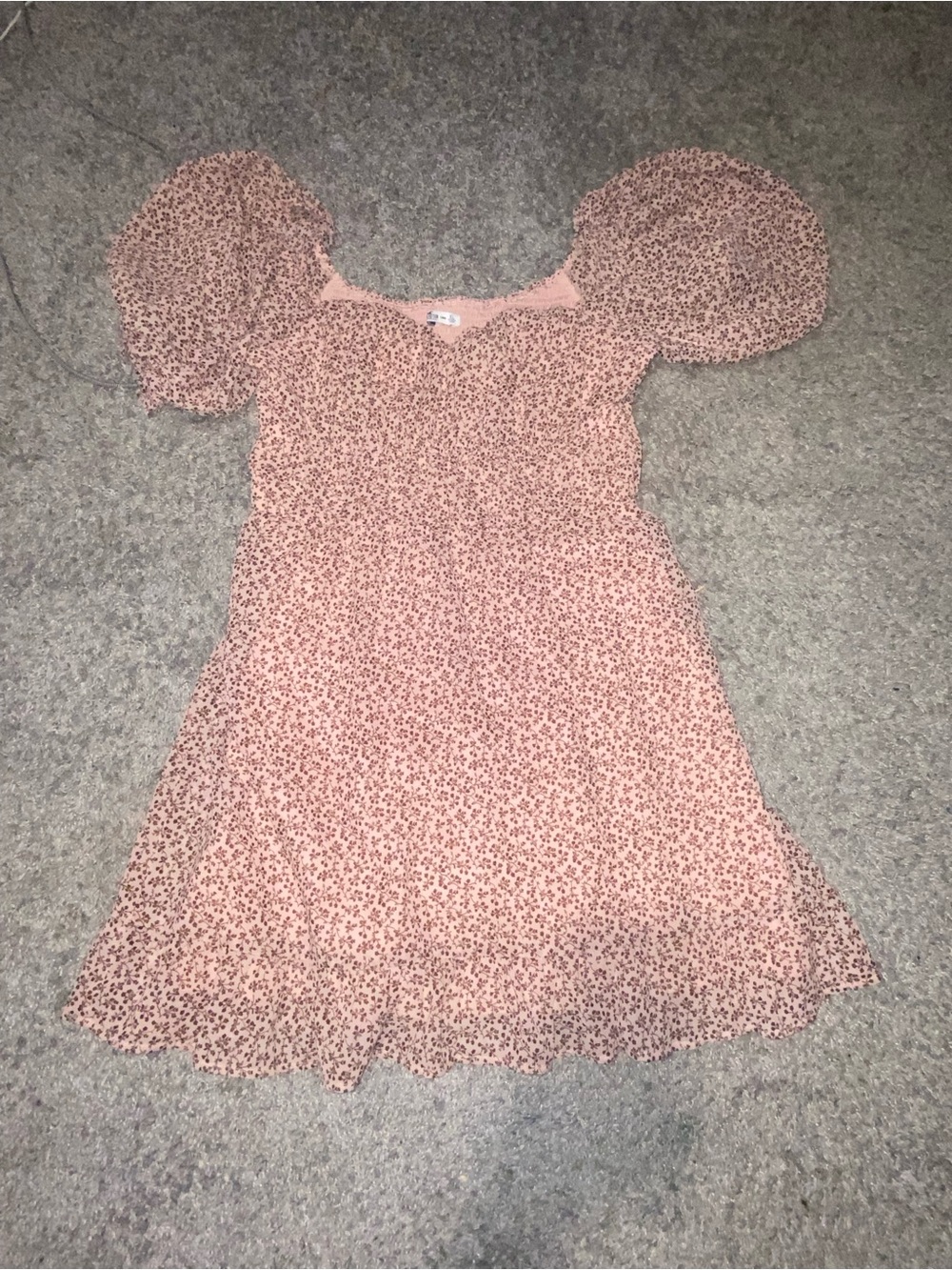 Hollister Peach Floral Puff-Sleeve Sundress